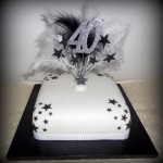 Feathers 40th birthday cake