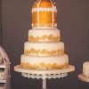 four tier birdcage wedding cake with lace
