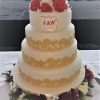 4 tier roses and lace wedding cake