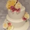 simple 2 tier flowers wedding cake