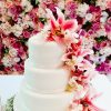 3 tier pink lily wedding cake